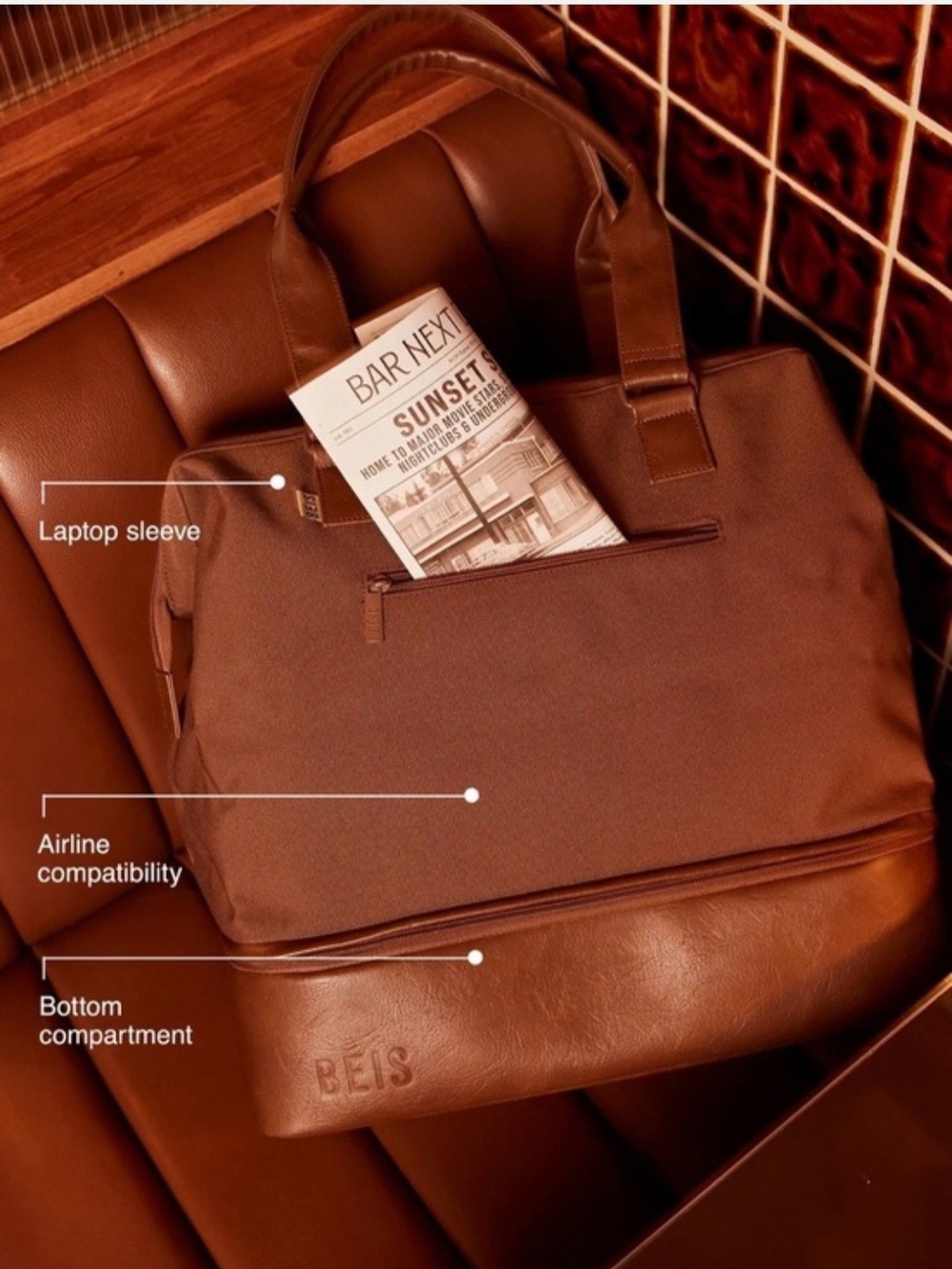 BEIS Mini Weekender Bag-Maple - Picture 6 of 7